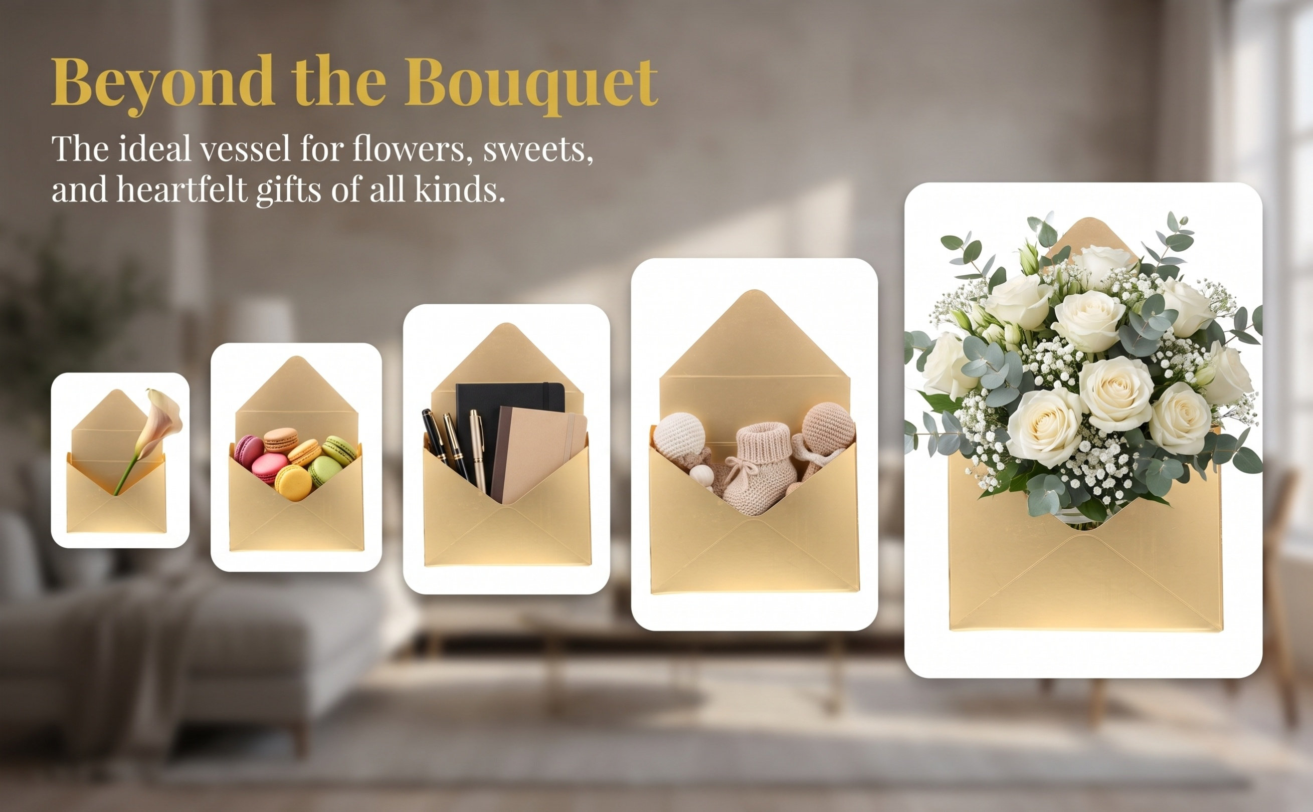 Florist Flower Supply - 2Pcs Kotak Kemasan Bunga Desain Amplop