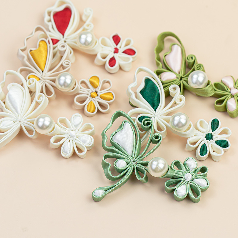 Flower Frog Pin - Kancing Mutiara Bentuk Katak Cina, Kupu-kupu
